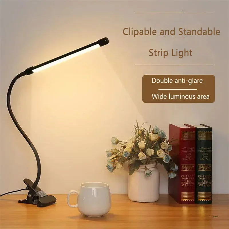 LED Clip-On Desk Lamp: Eye-Caring Study Light